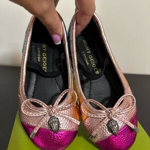 Kurt Geiger Metallic Pink and Orange Flats